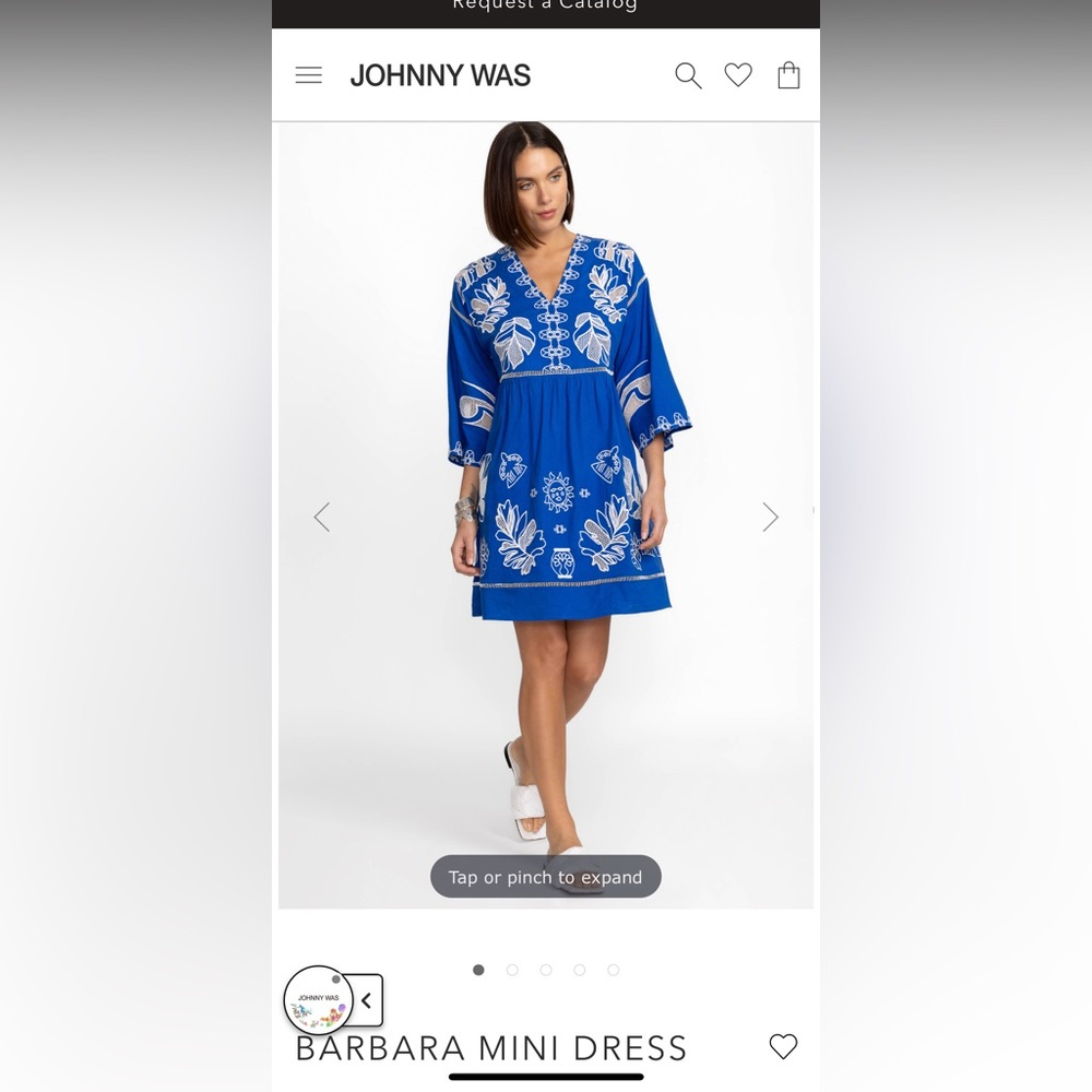 NWT Johnny Was Barbara Mini Dress Size Medium Royal Blue with White Embroidery - Picture 16 of 17